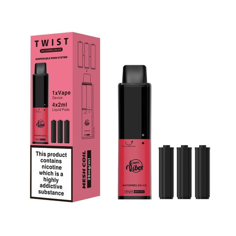Happy Vibes Twist 2400 Disposable Vape Pod Puff Bar Box of 5 - brandedwholesaleuk